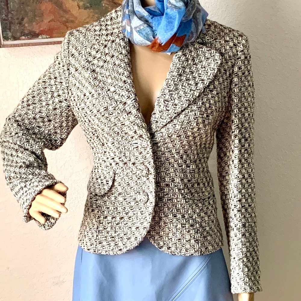NWOT Ann Taylor for Loft Blue White Brown Blazer